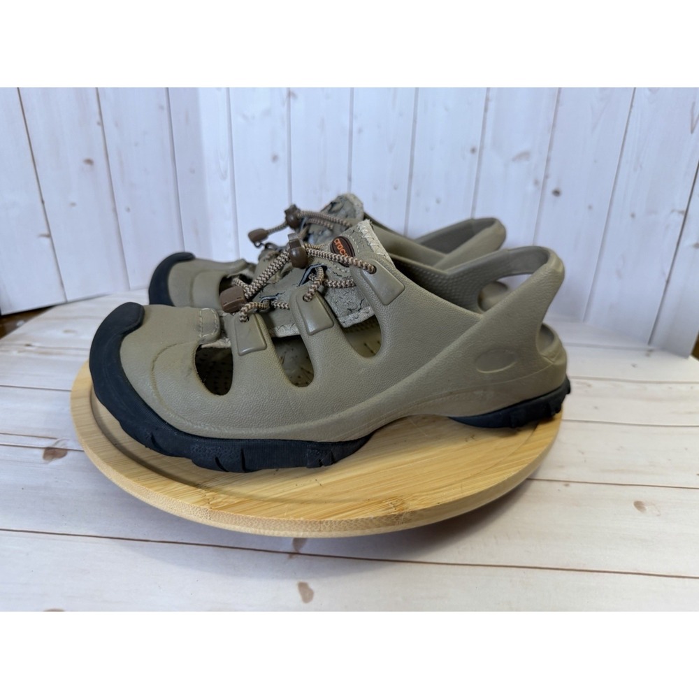 Crocs Swiftwater Mesh Deck Sandals Mens Khaki Tan Closed Toe Fisherman Water